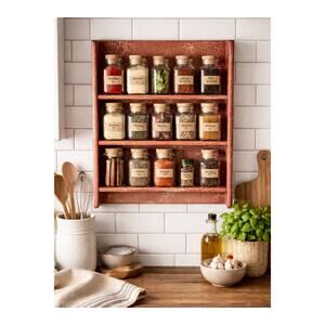Brick Red Crackle Wall Shelf Spice Rack 3 Shelves 17" H x 15" W x 2" D